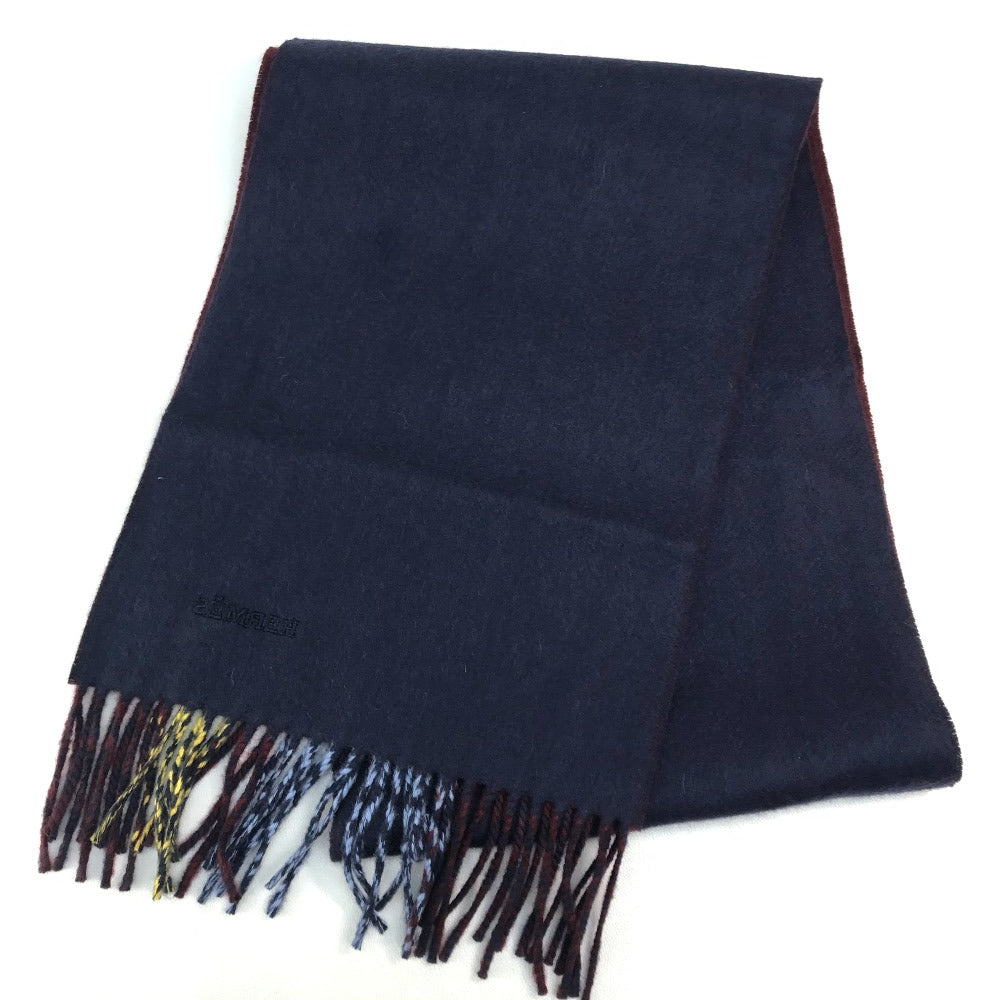HERMES Scarf cashmere Multicolor / navy Alternate stripe unisex(Unisex) Used