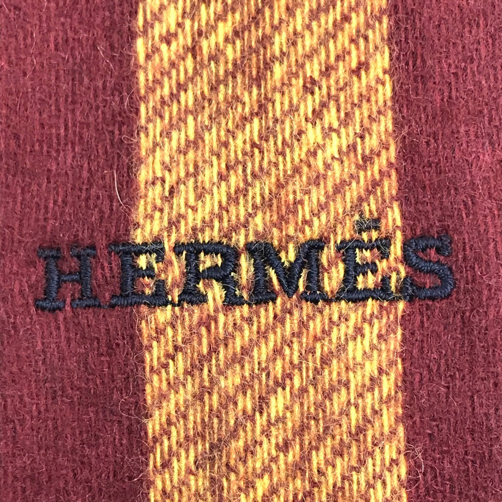 HERMES Scarf cashmere Multicolor / navy Alternate stripe unisex(Unisex) Used