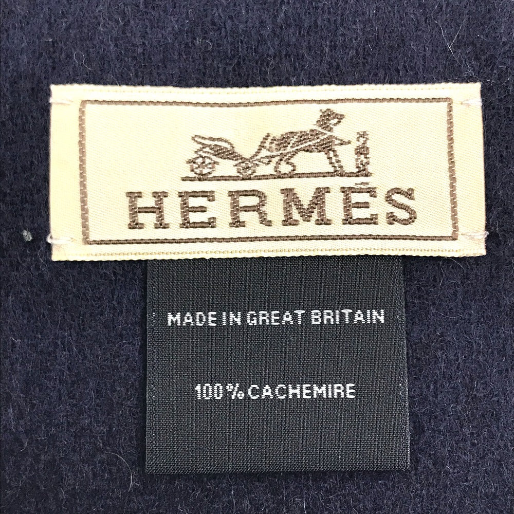 HERMES Scarf cashmere Multicolor / navy Alternate stripe unisex(Unisex) Used