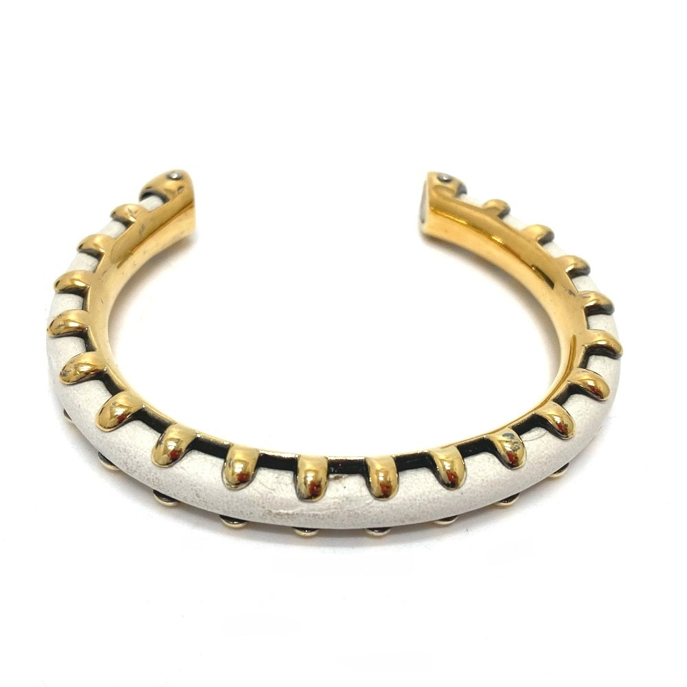HERMES Bangle Metal, Leather white Horseshoe vintage Women Used