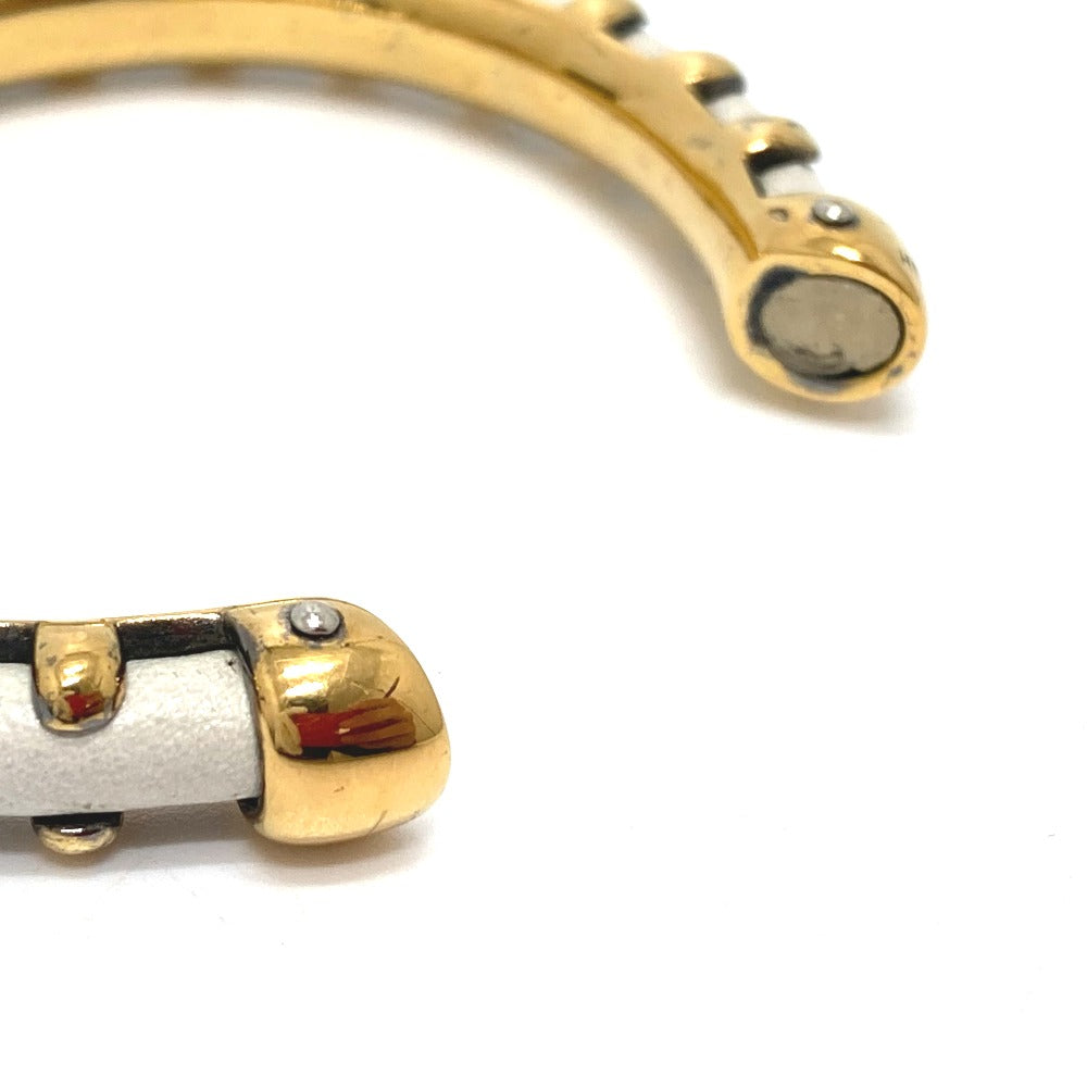 HERMES Bangle Metal, Leather white Horseshoe vintage Women Used