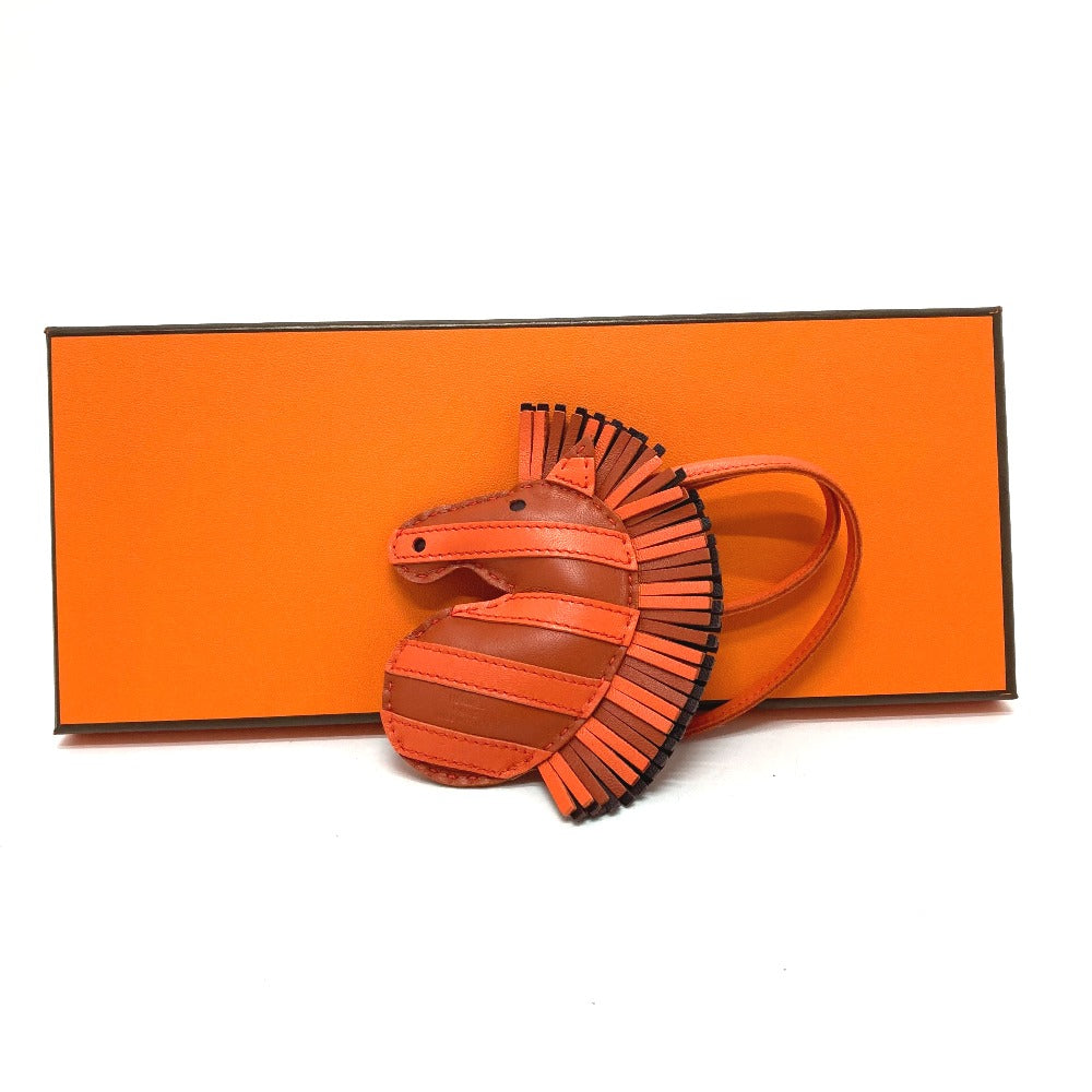HERMES Bag charm Anyo Miro Orange zebra Gee Gee Savannah
