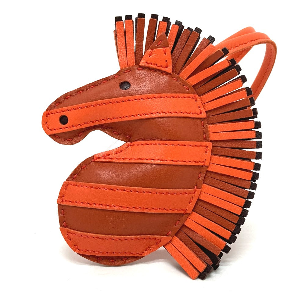 HERMES Bag charm Anyo Miro Orange zebra Gee Gee Savannah
