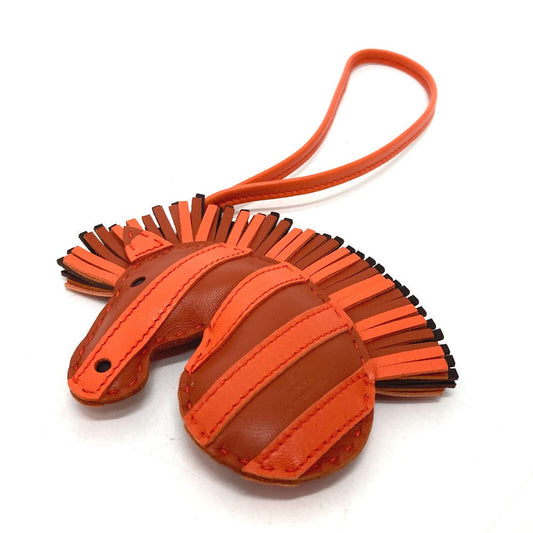 HERMES Bag charm Anyo Miro Orange zebra Gee Gee Savannah