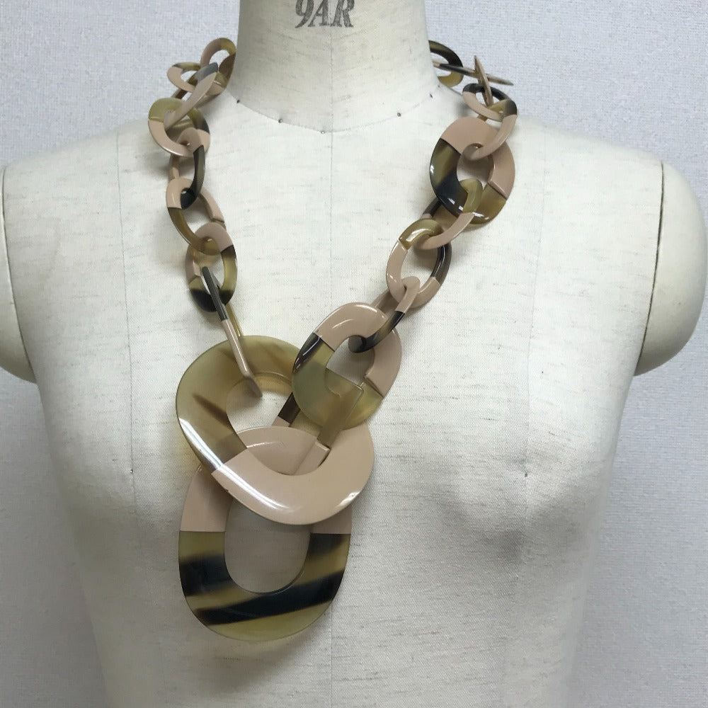 HERMES Necklace Buffalo horn Beige type Duncan Women Used
