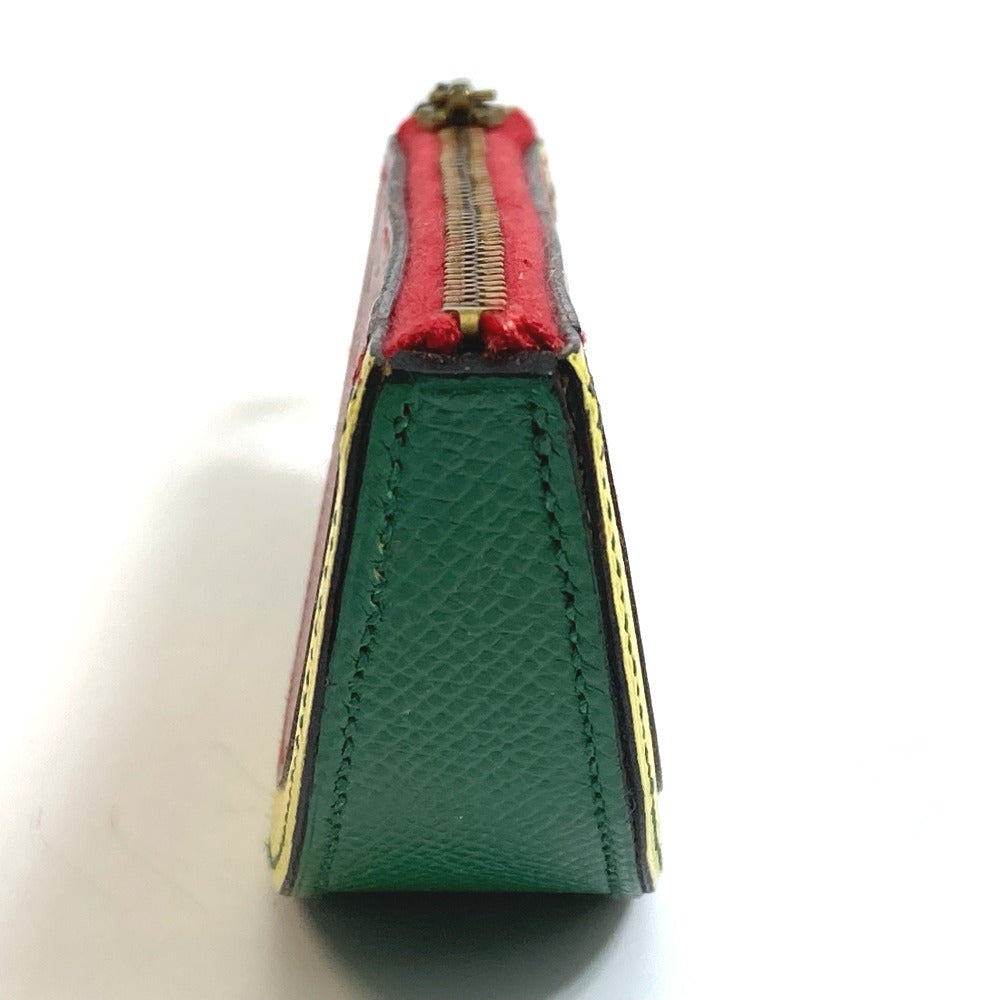 HERMES Coin case leather red x yellow x green watermelon unisex(Unisex) Used
