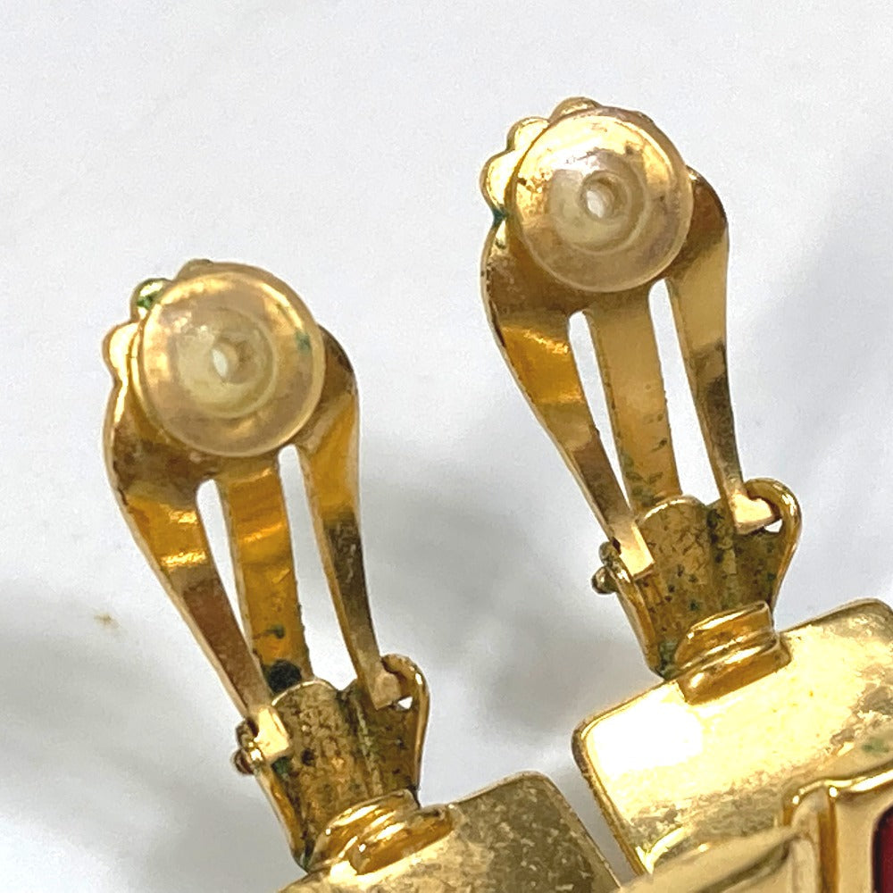 HERMES Earring Gold Plated Red x gold Cloisonne Email/Accessories Women Used