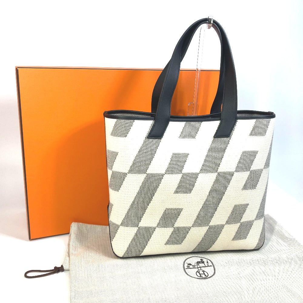 HERMES Tote Bag Canvas, Vaux Swift Black / White / Gray Hippo Bias H 40 Ambier GM Women Used