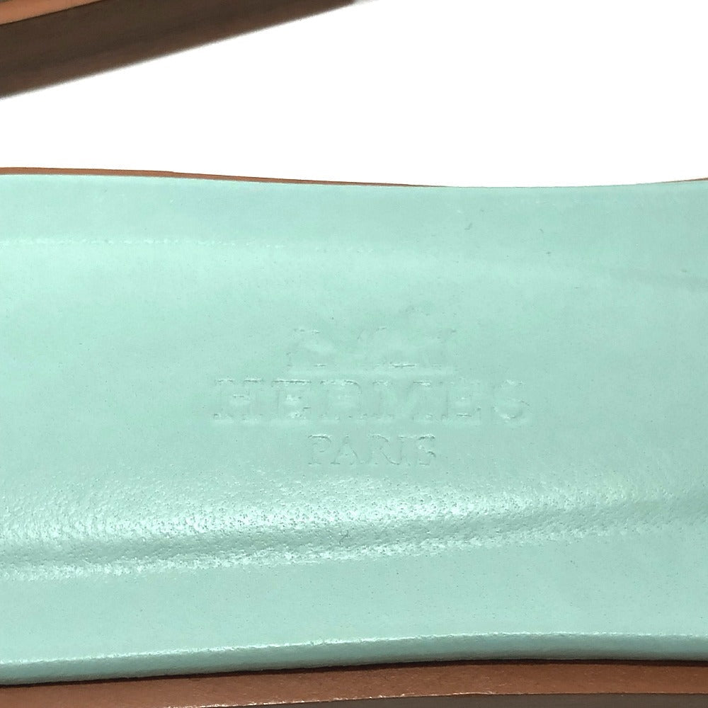 HERMES Sandals Leather / suede Orange H logo Oasis 36.5
