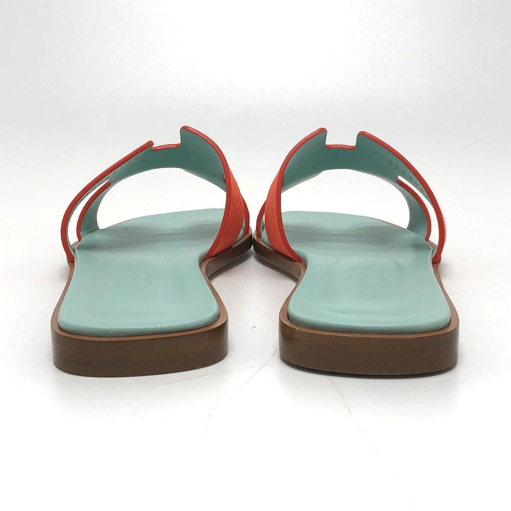HERMES Sandals Leather / suede Orange H logo Oasis 36.5
