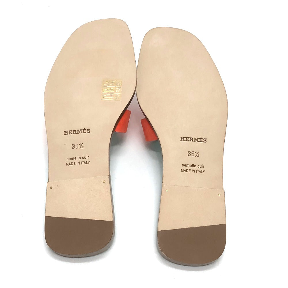 HERMES Sandals Leather / suede Orange H logo Oasis 36.5