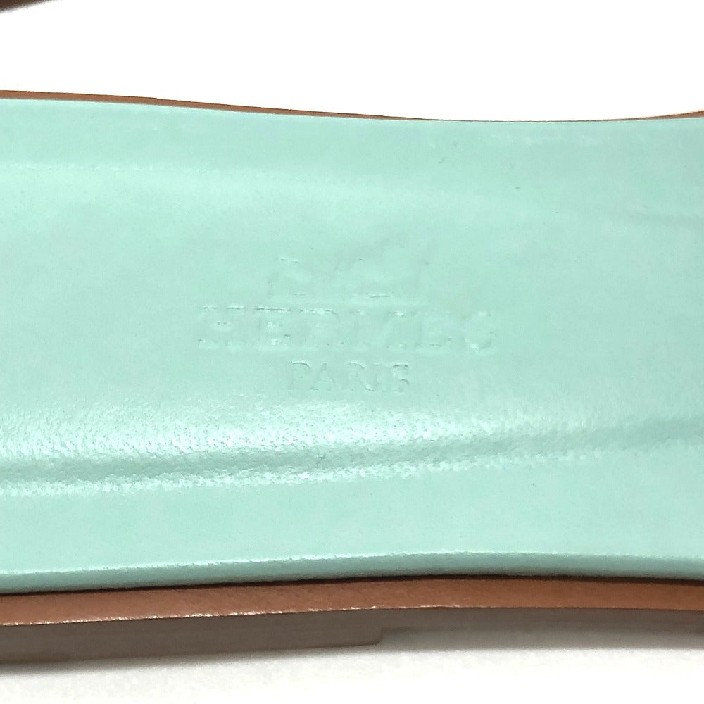 HERMES Sandals Leather / suede Orange H logo Oasis 36.5