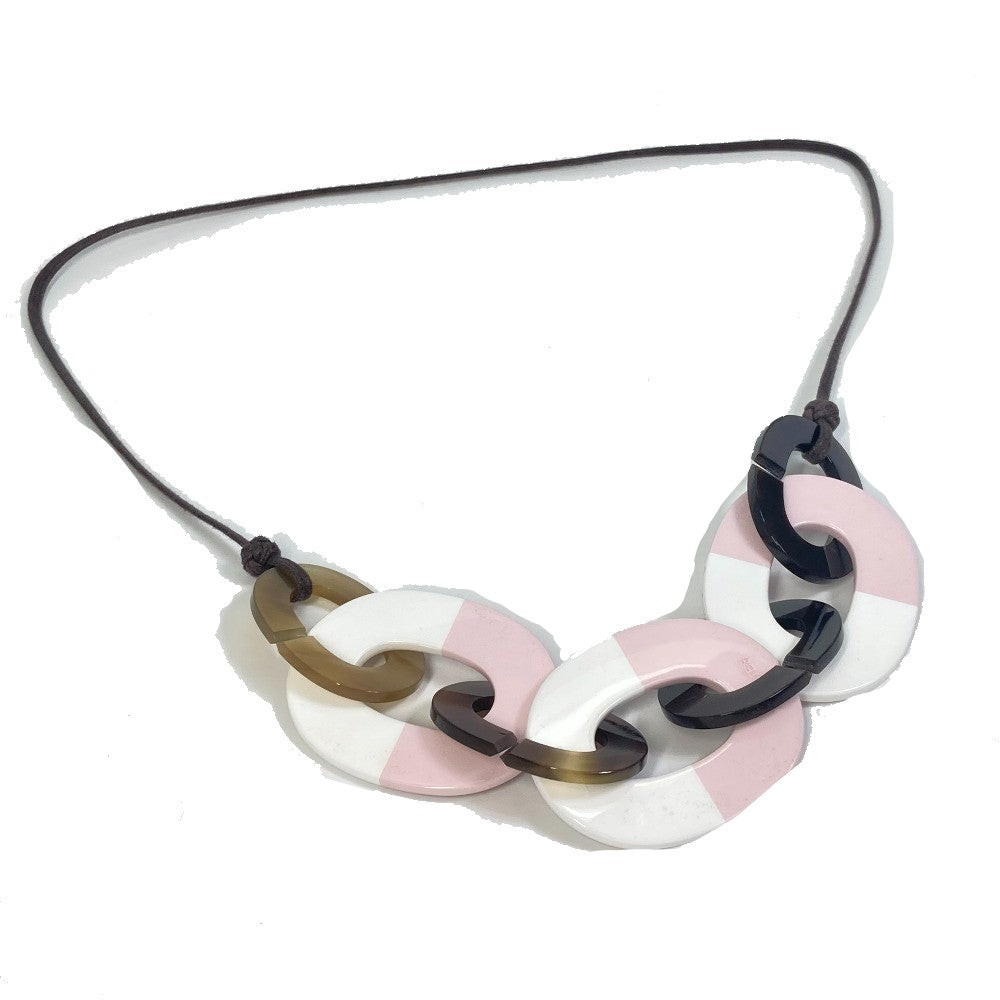 HERMES Necklace Buffalo horn pink Accessories Dip Die Necklace Women Used