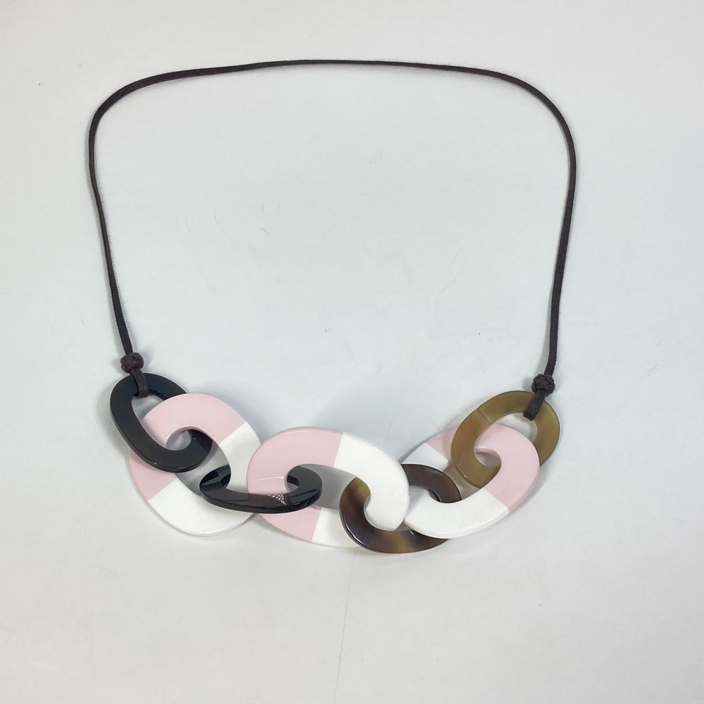 HERMES Necklace Buffalo horn pink Accessories Dip Die Necklace Women Used