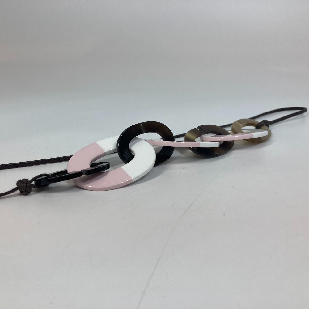 HERMES Necklace Buffalo horn pink Accessories Dip Die Necklace Women Used