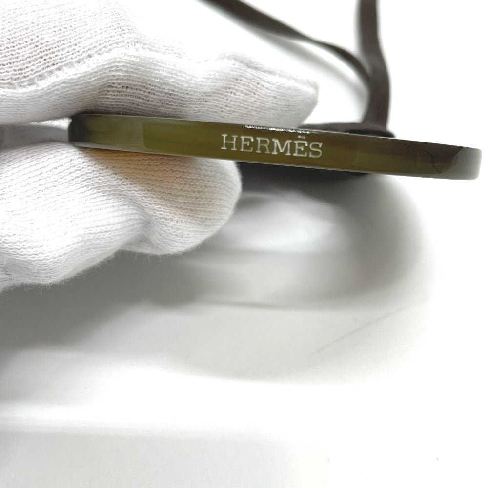 HERMES Necklace Buffalo horn Brown x Purple Women Used