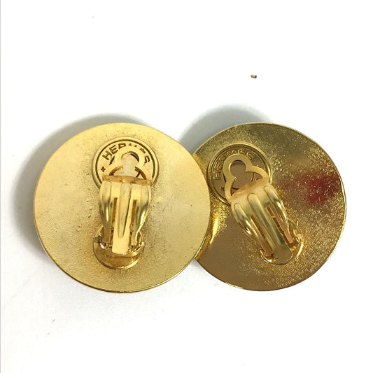 HERMES Earring Gold Plated Gold x Multicolor Round type Accessory Women Used