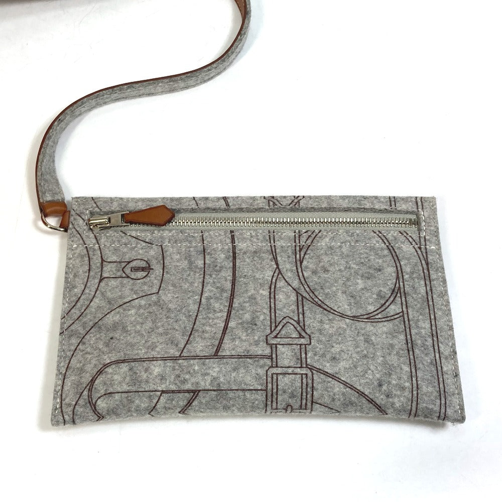 HERMES Tote Bag Felt, Leather gray Shoulder Bag Shoulder Bag Tote Bag Women Used