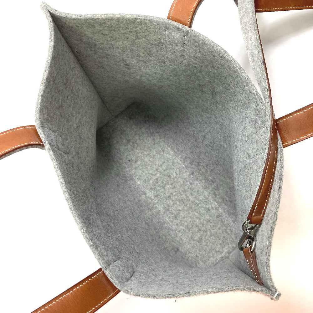 HERMES Tote Bag Felt, Leather gray Shoulder Bag Shoulder Bag Tote Bag Women Used