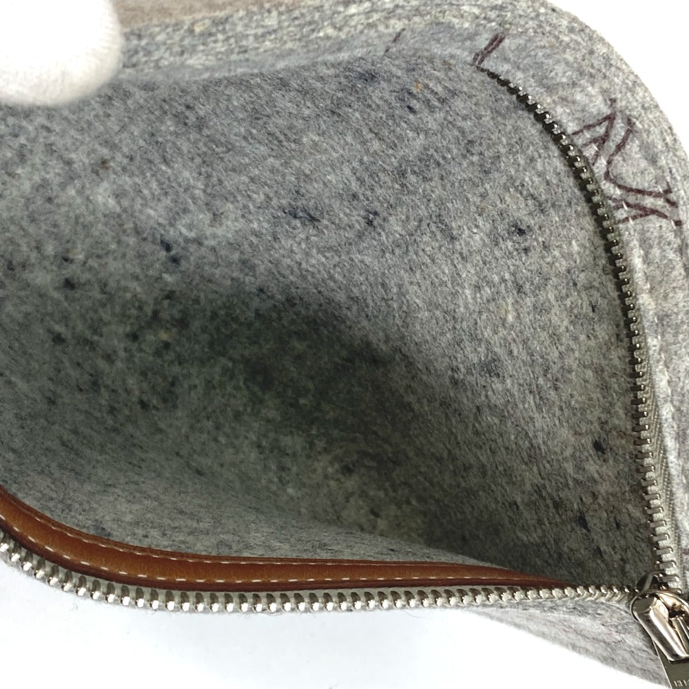 HERMES Tote Bag Felt, Leather gray Shoulder Bag Shoulder Bag Tote Bag Women Used