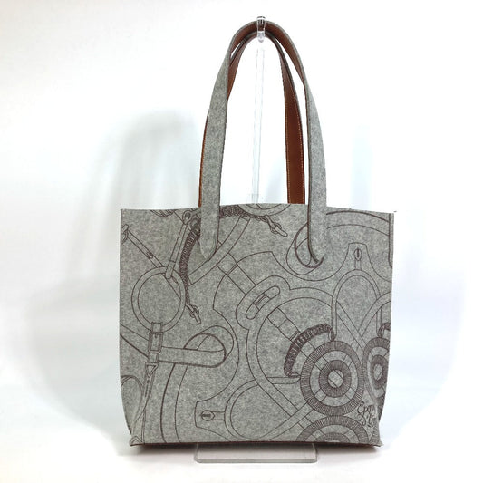 HERMES Tote Bag Felt, Leather gray Shoulder Bag Shoulder Bag Tote Bag Women Used
