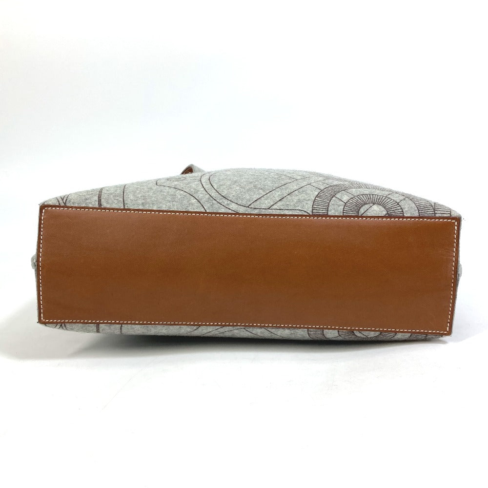 HERMES Tote Bag Felt, Leather gray Shoulder Bag Shoulder Bag Tote Bag Women Used