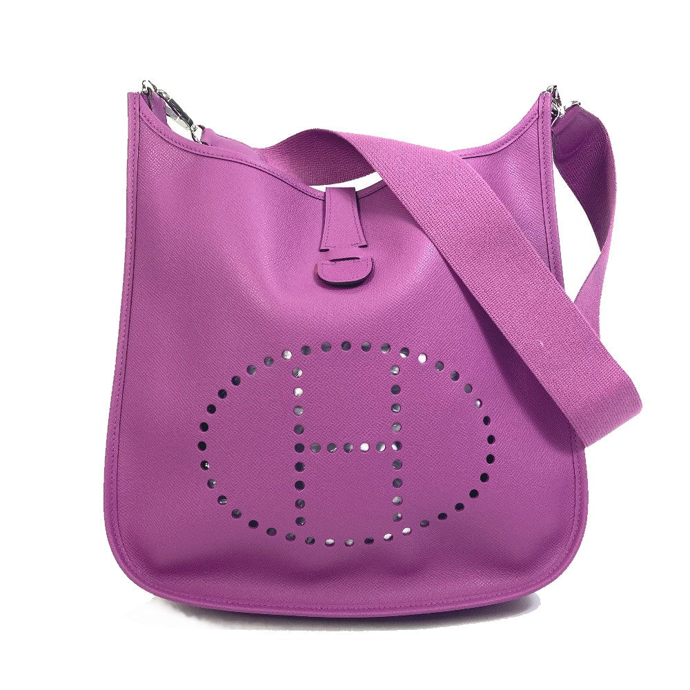 HERMES Shoulder Bag Epsom purple H logo punching Evelyn 2 GM Women Used