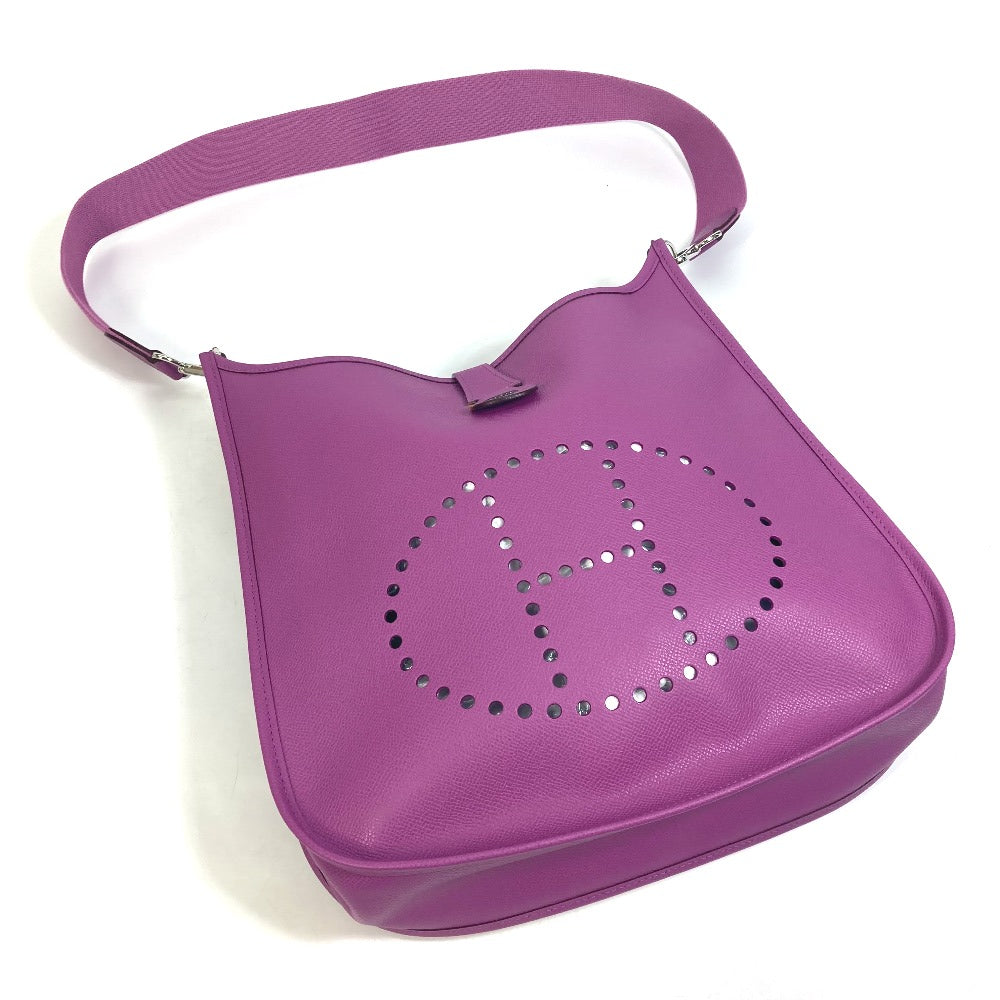 HERMES Shoulder Bag Epsom purple H logo punching Evelyn 2 GM Women Used