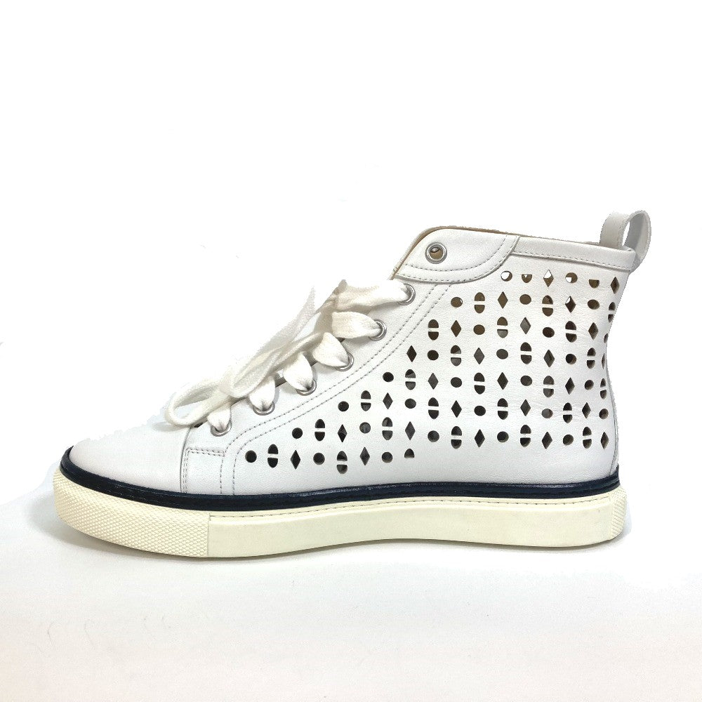 HERMES sneakers leather white punching High cut Women 37 Used
