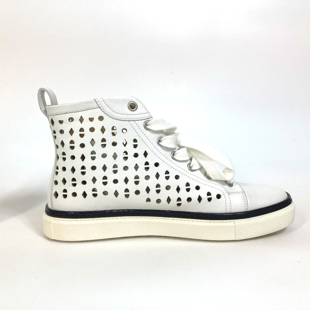 HERMES sneakers leather white punching High cut Women 37 Used