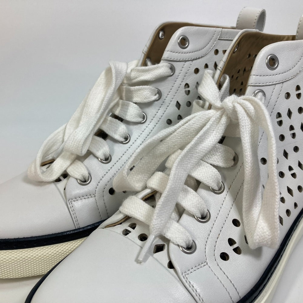 HERMES sneakers leather white punching High cut Women 37 Used