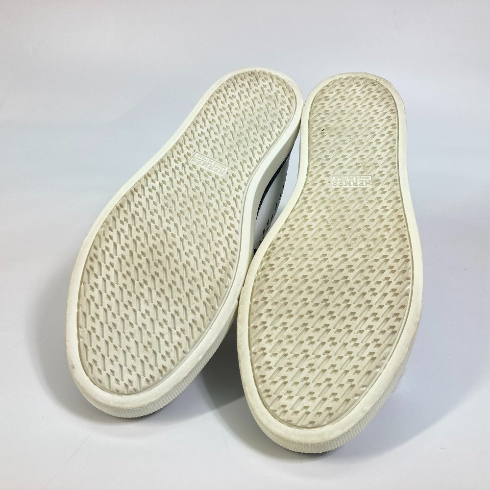 HERMES sneakers leather white punching High cut Women 37 Used