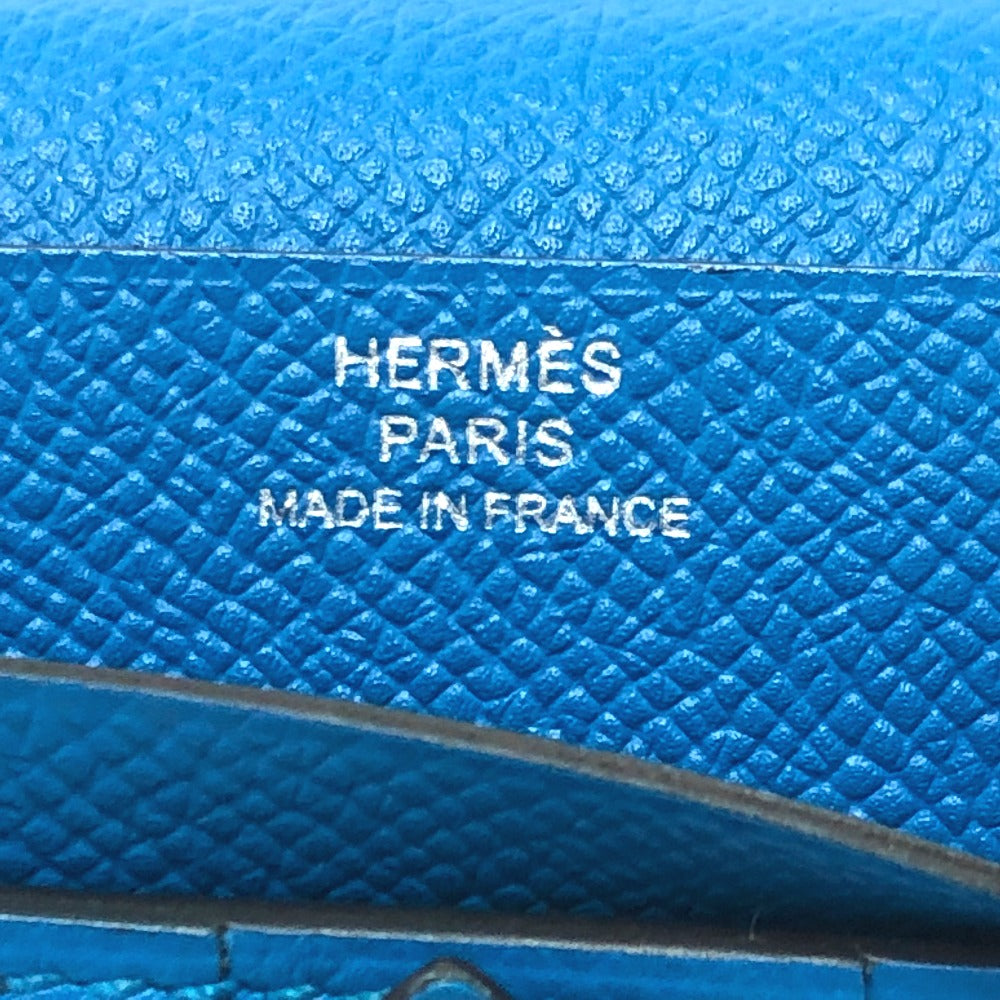 HERMES Long Wallet Purse Epsom blue Beansufla Wallet Women Used