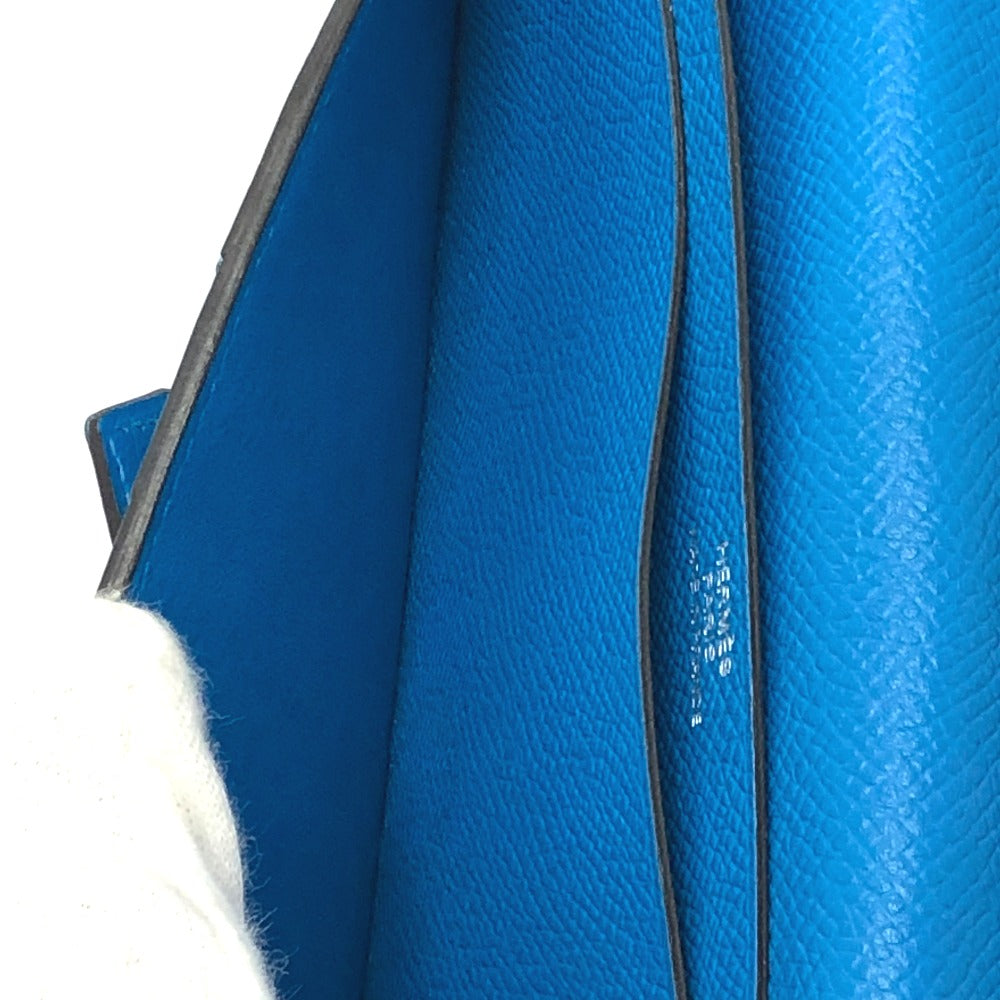 HERMES Long Wallet Purse Epsom blue Beansufla Wallet Women Used