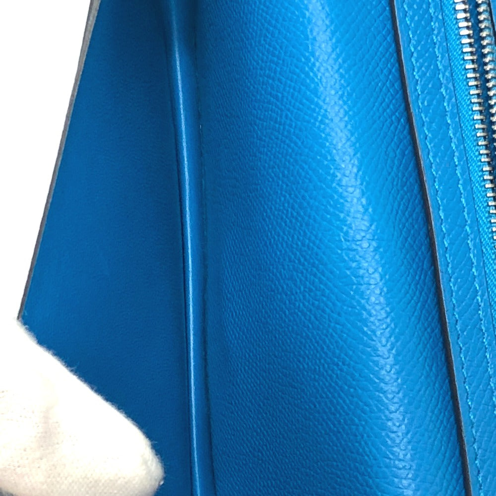 HERMES Long Wallet Purse Epsom blue Beansufla Wallet Women Used