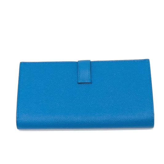 HERMES Long Wallet Purse Epsom blue Beansufla Wallet Women Used