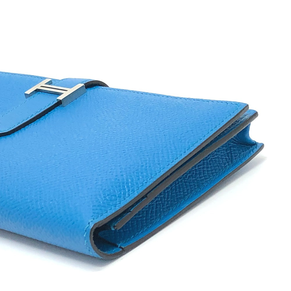HERMES Long Wallet Purse Epsom blue Beansufla Wallet Women Used