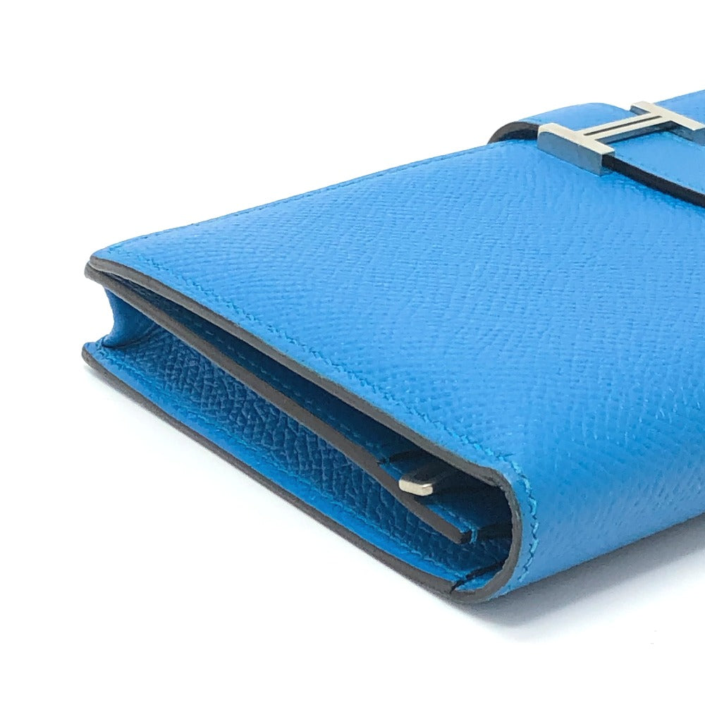 HERMES Long Wallet Purse Epsom blue Beansufla Wallet Women Used