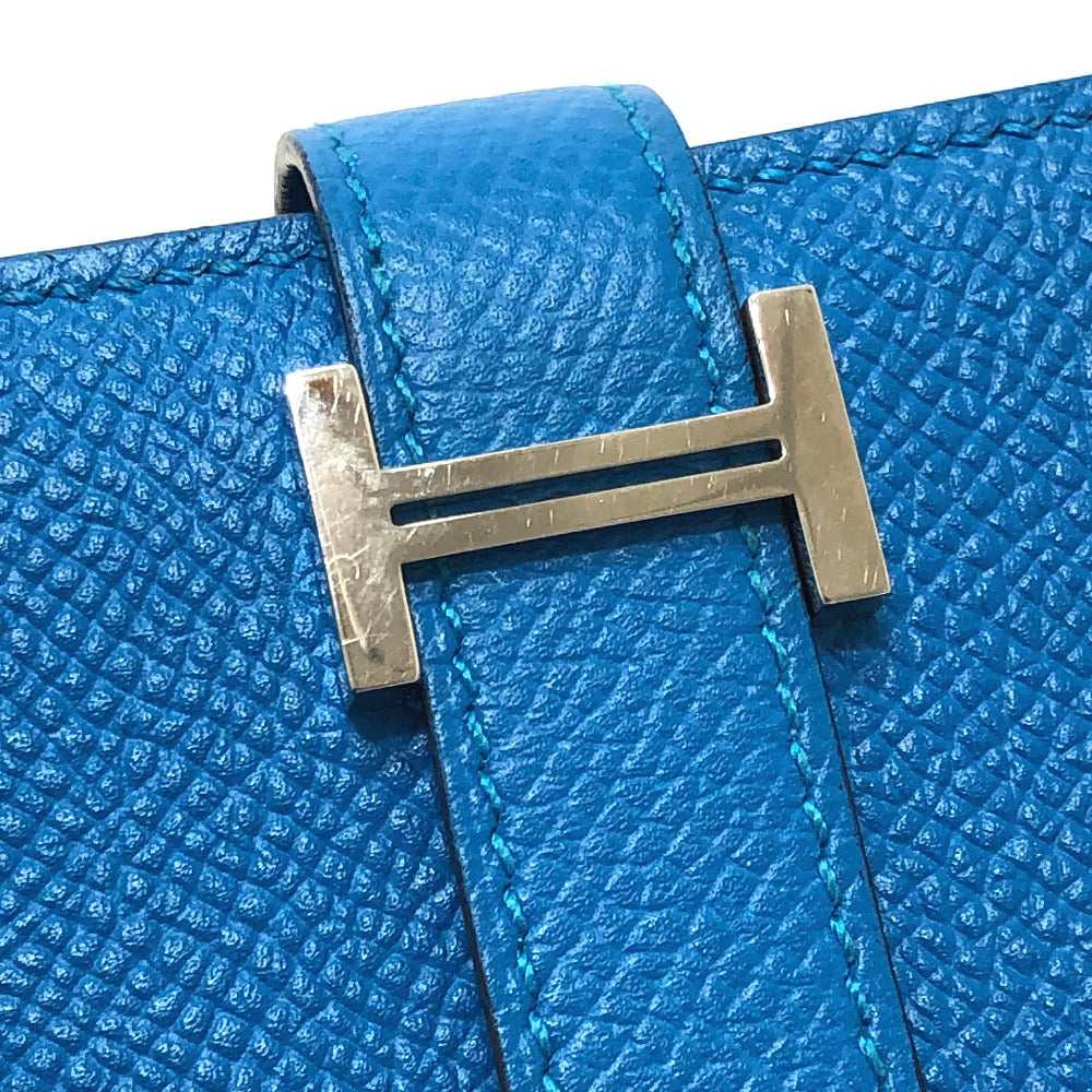 HERMES Long Wallet Purse Epsom blue Beansufla Wallet Women Used