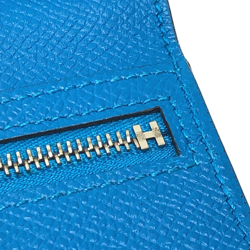 HERMES Long Wallet Purse Epsom blue Beansufla Wallet Women Used