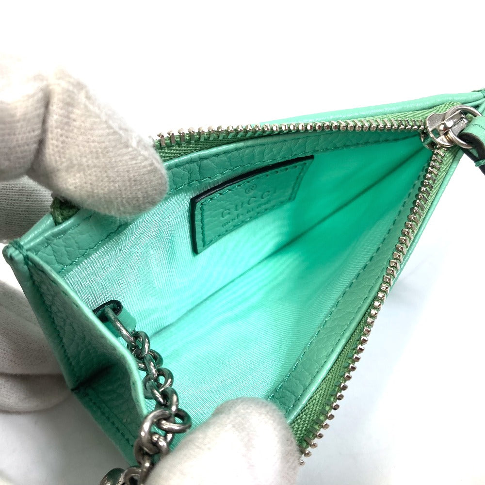 GUCCI Coin case 701070 leather Green type GG Marmont Women Used