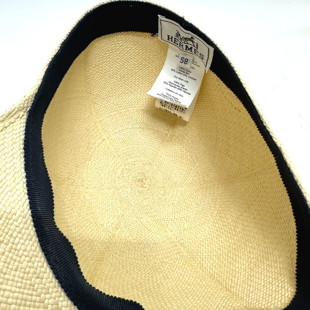HERMES cap Cotton, Viscose beige Panama Brisa Newsboy Cap Riley unisex(Unisex) 58 Used