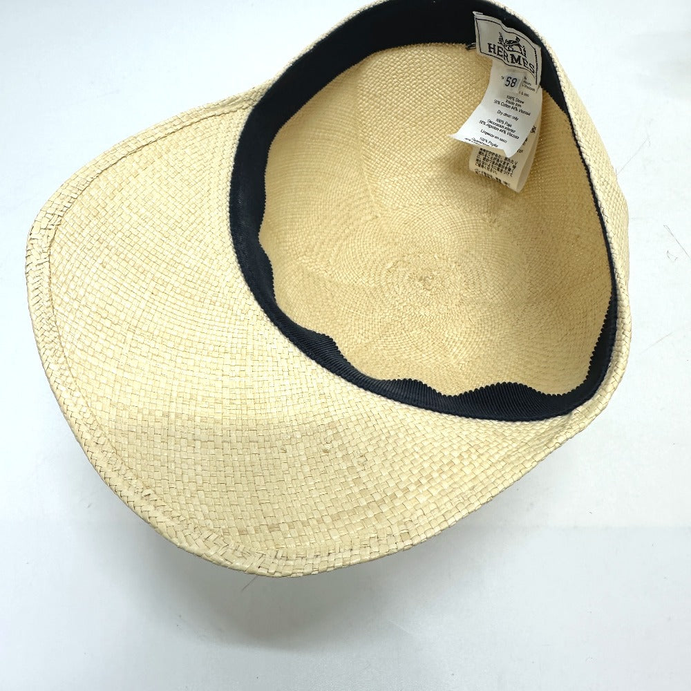 HERMES cap Cotton, Viscose beige Panama Brisa Newsboy Cap Riley unisex(Unisex) 58 Used