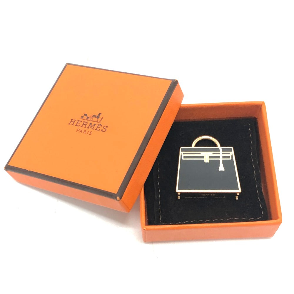 HERMES Pendant top Metal, Lacquer black Kelly Perm Brass Platet Curio Jite Women Used