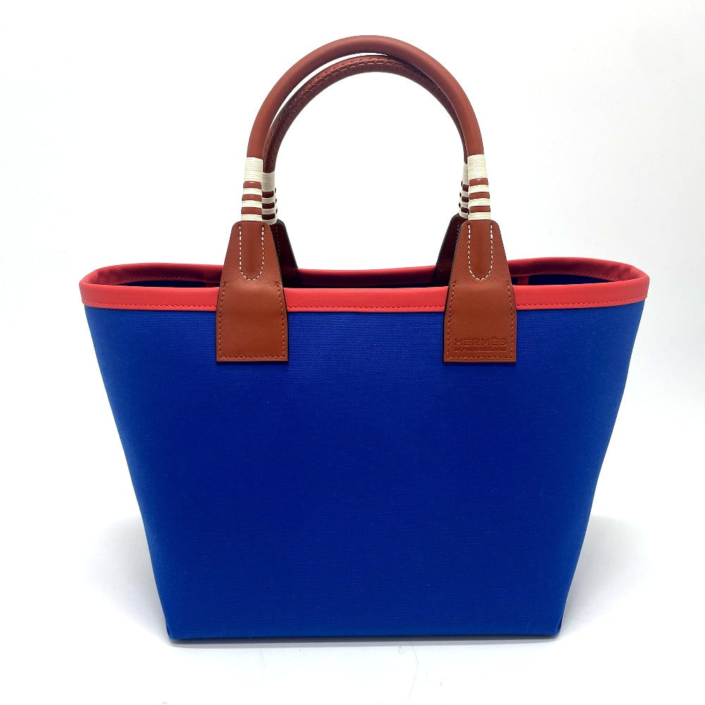 HERMES Handbag Toile H, Vaux Swift blue Steeple 25 Women Used
