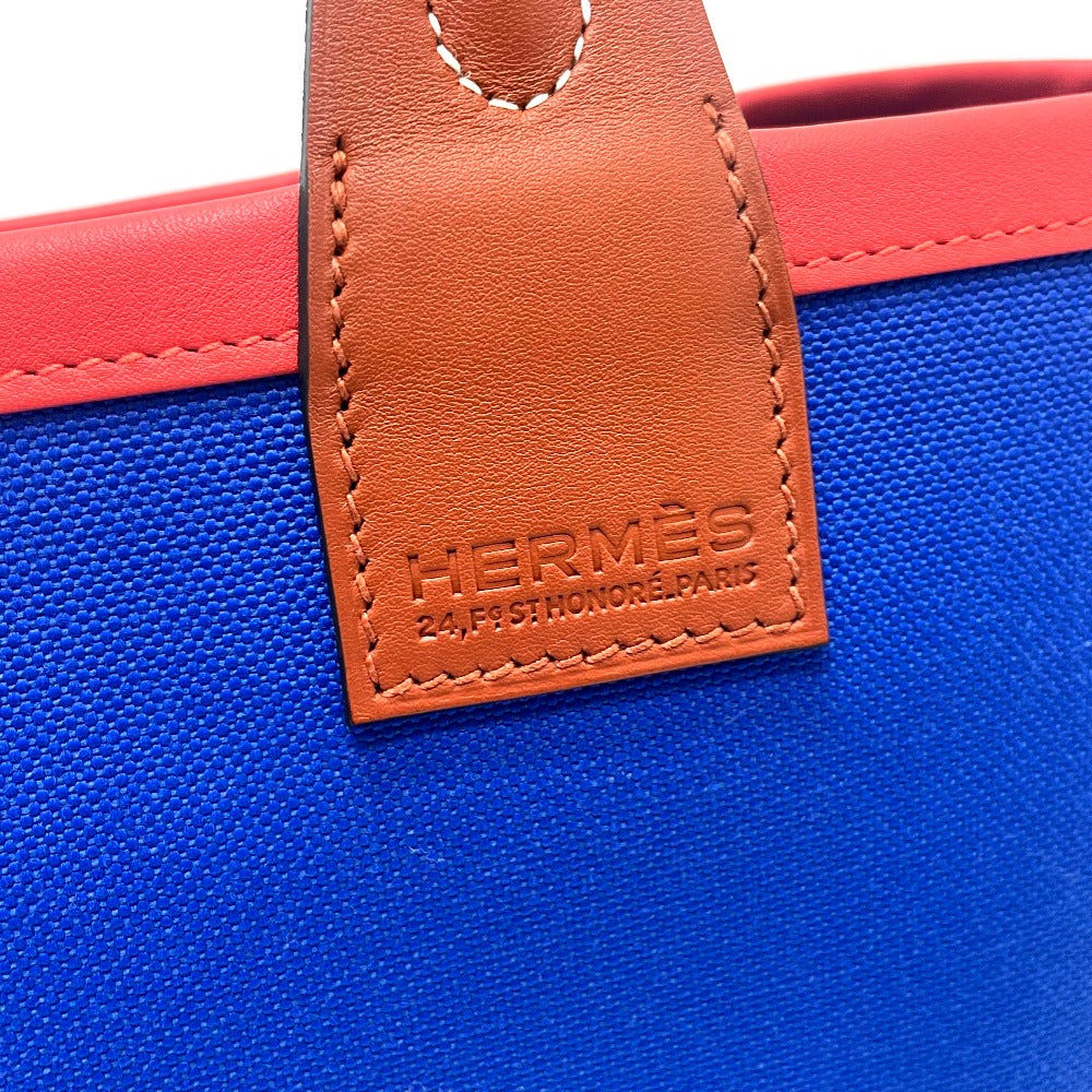 HERMES Handbag Toile H, Vaux Swift blue Steeple 25 Women Used