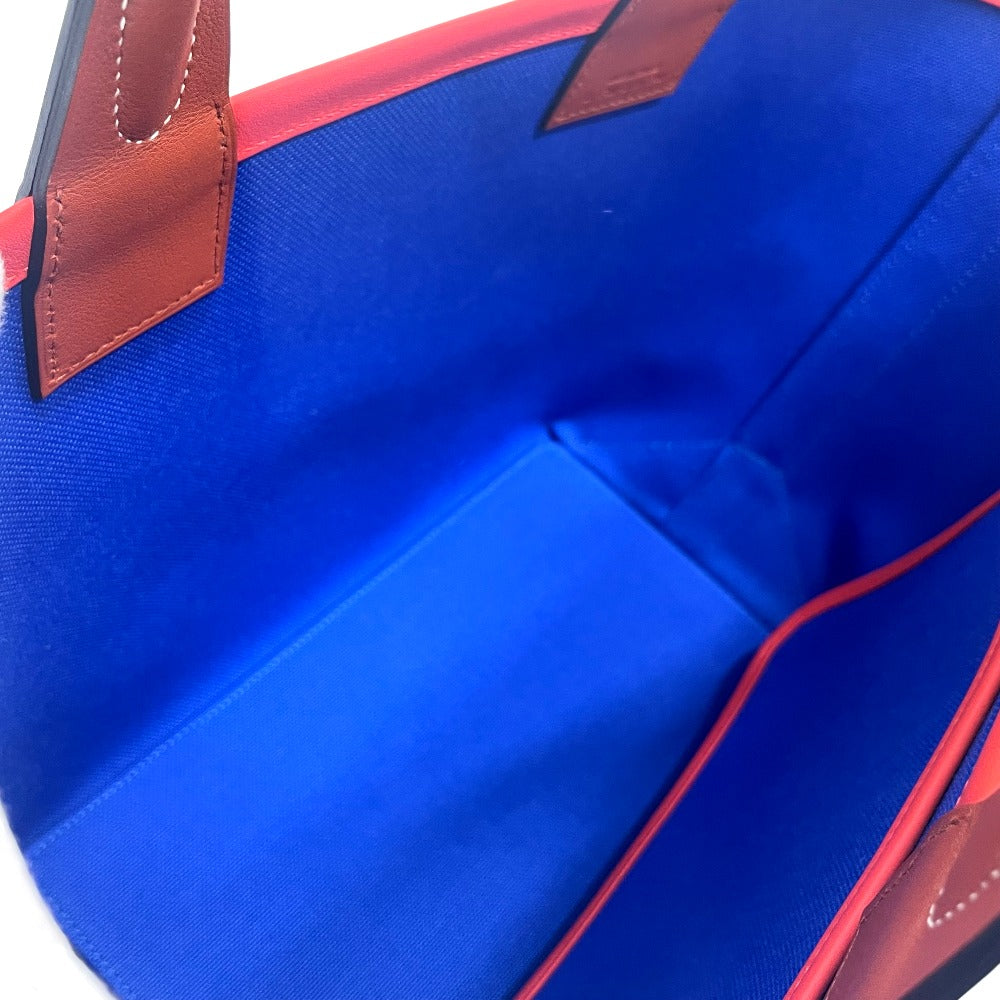 HERMES Handbag Toile H, Vaux Swift blue Steeple 25 Women Used