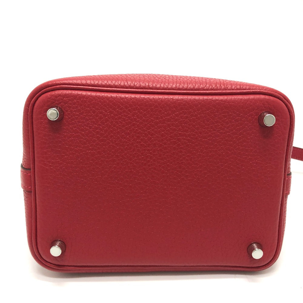 HERMES Handbag Taurillon Clemence Red Picotan Lock PM 18 Women Used