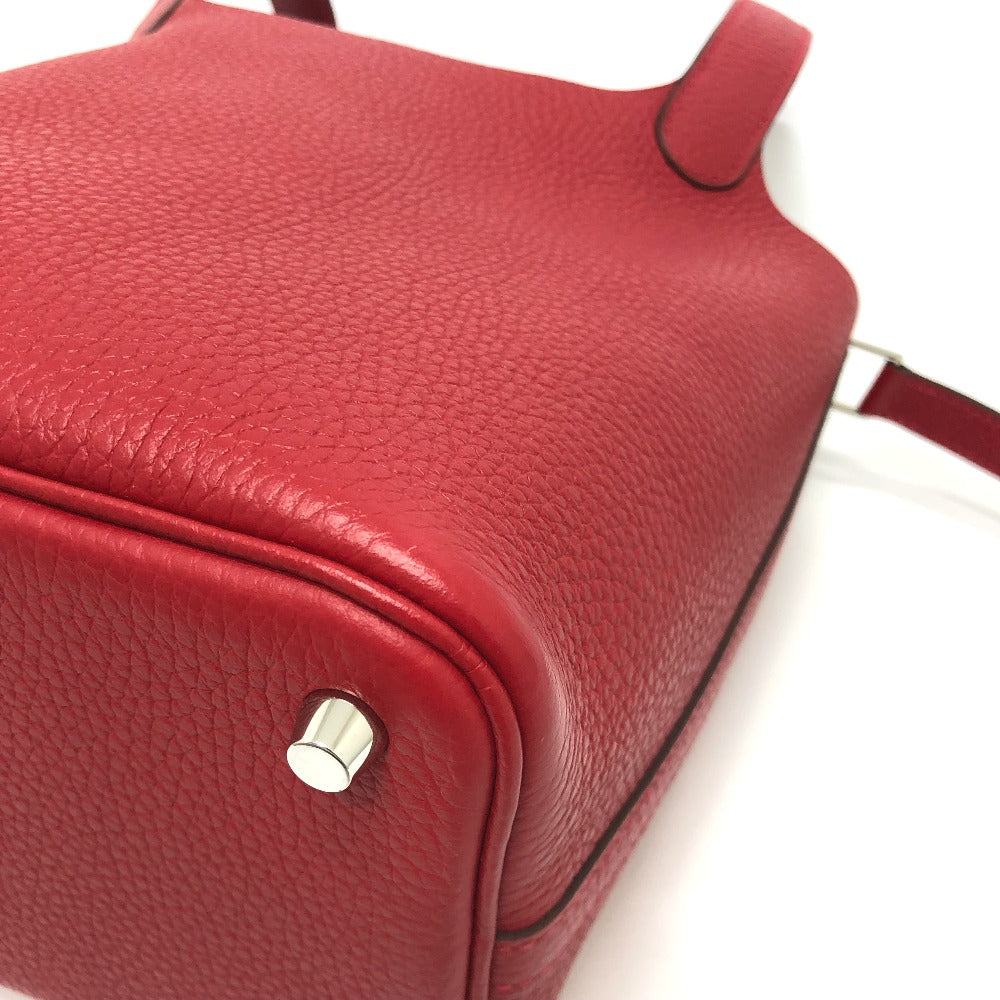 HERMES Handbag Taurillon Clemence Red Picotan Lock PM 18 Women Used