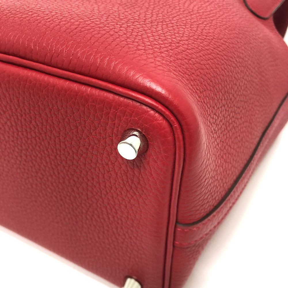 HERMES Handbag Taurillon Clemence Red Picotan Lock PM 18 Women Used